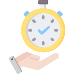 Icono de una mano ahuecada vista de perfil, sobre la cual aparece un cronómetro. La imagen 'Convenience' ha sido creada por Uniconlabs y descargada de Flaticon en https://www.flaticon.com/free-icons/convenience