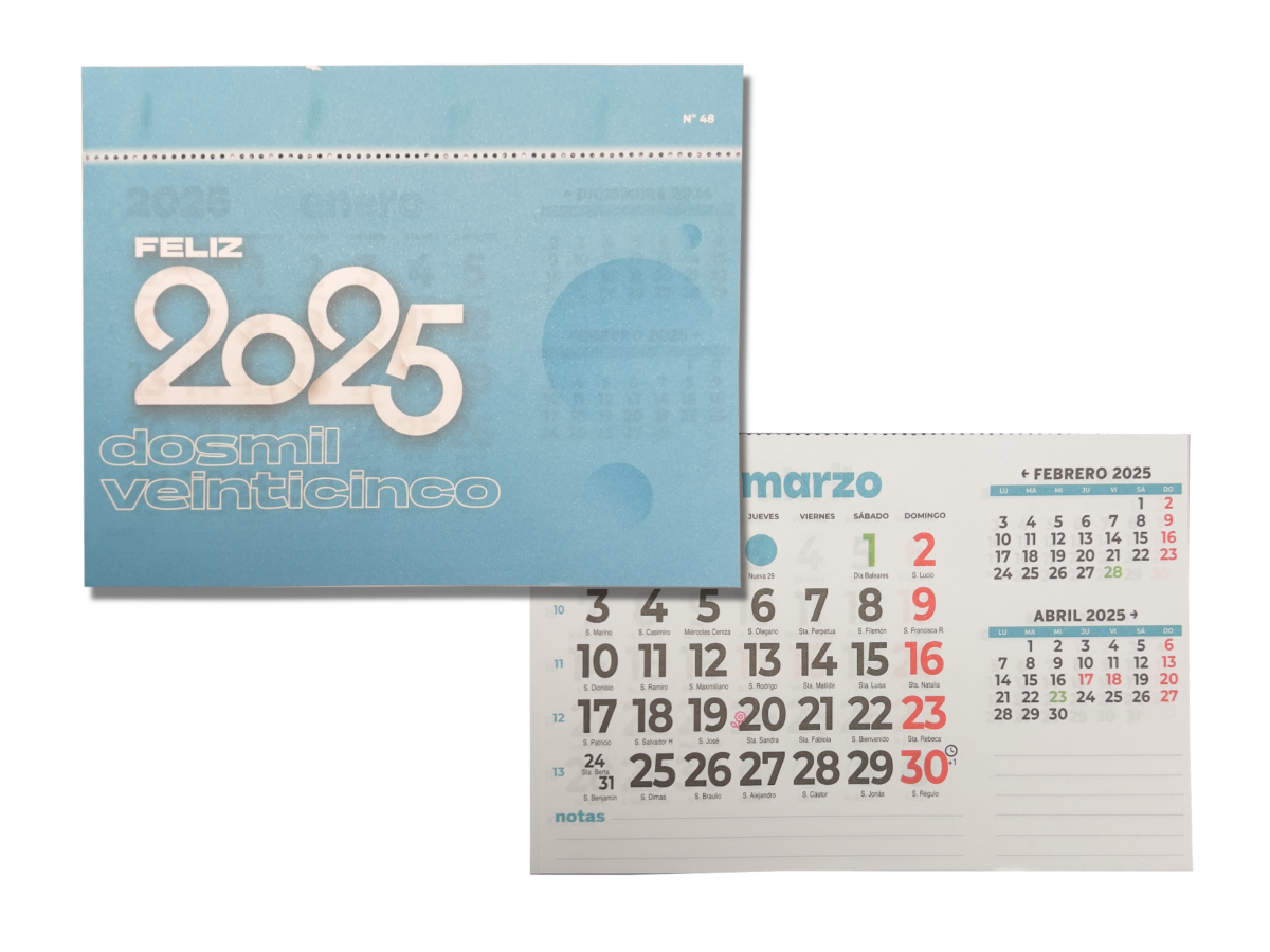 CALENDARIO FALDILLAS MOD. 48 MENSUAL ANCHO 15 CM. 50 UNIDADES 