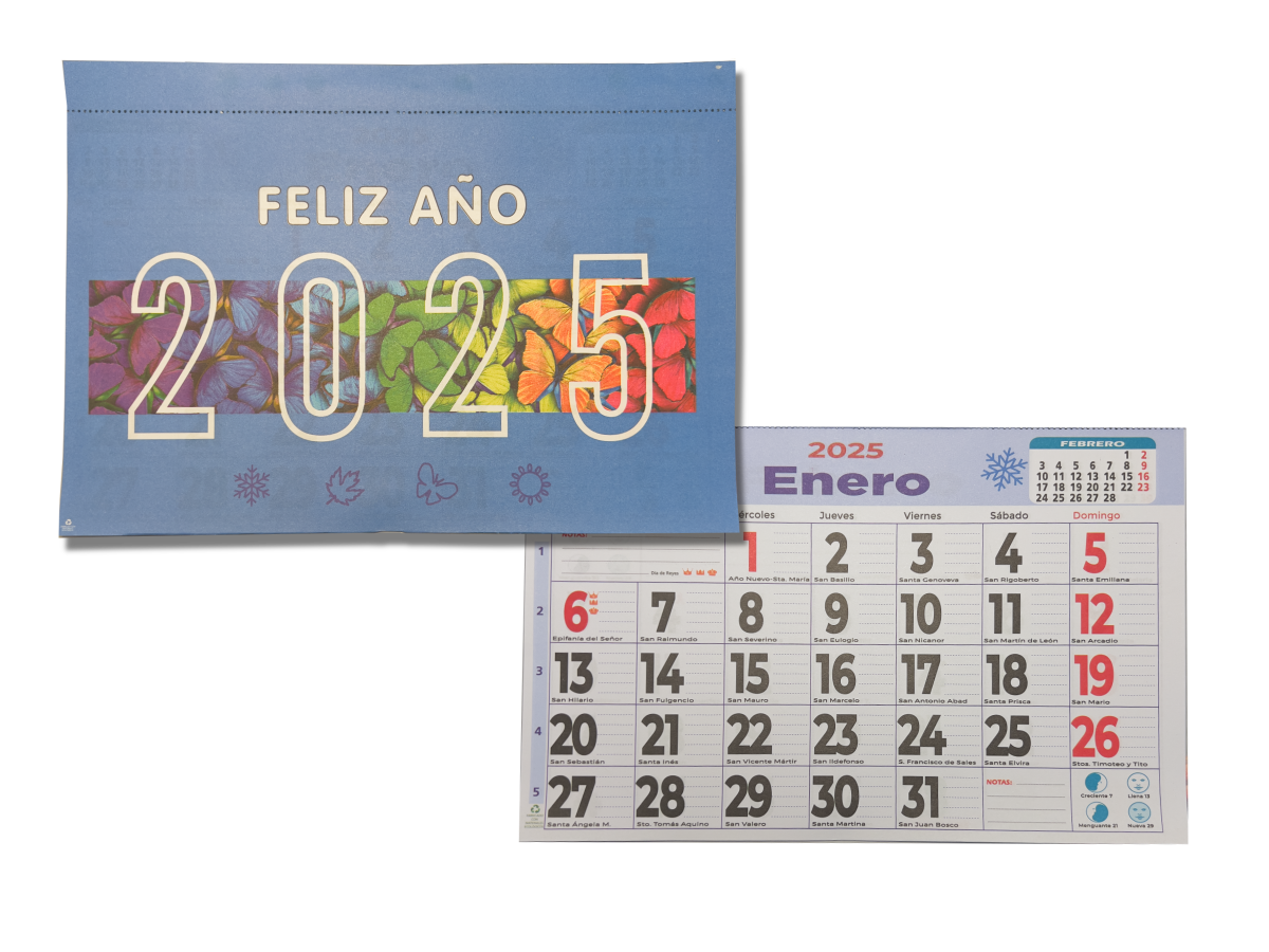 CALENDARIO FALDILLAS MOD. 49 MENSUAL ANCHO 23.5 CM. 50 UNIDADES 