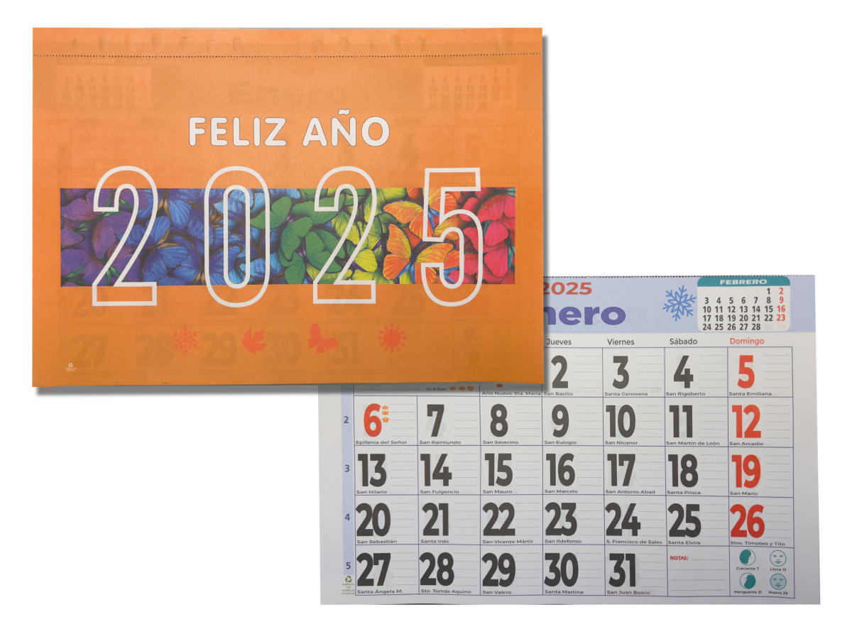 CALENDARIO FALDILLAS MOD. 53 MENSUAL ANCHO 33.5 CM. 1 UNIDAD 