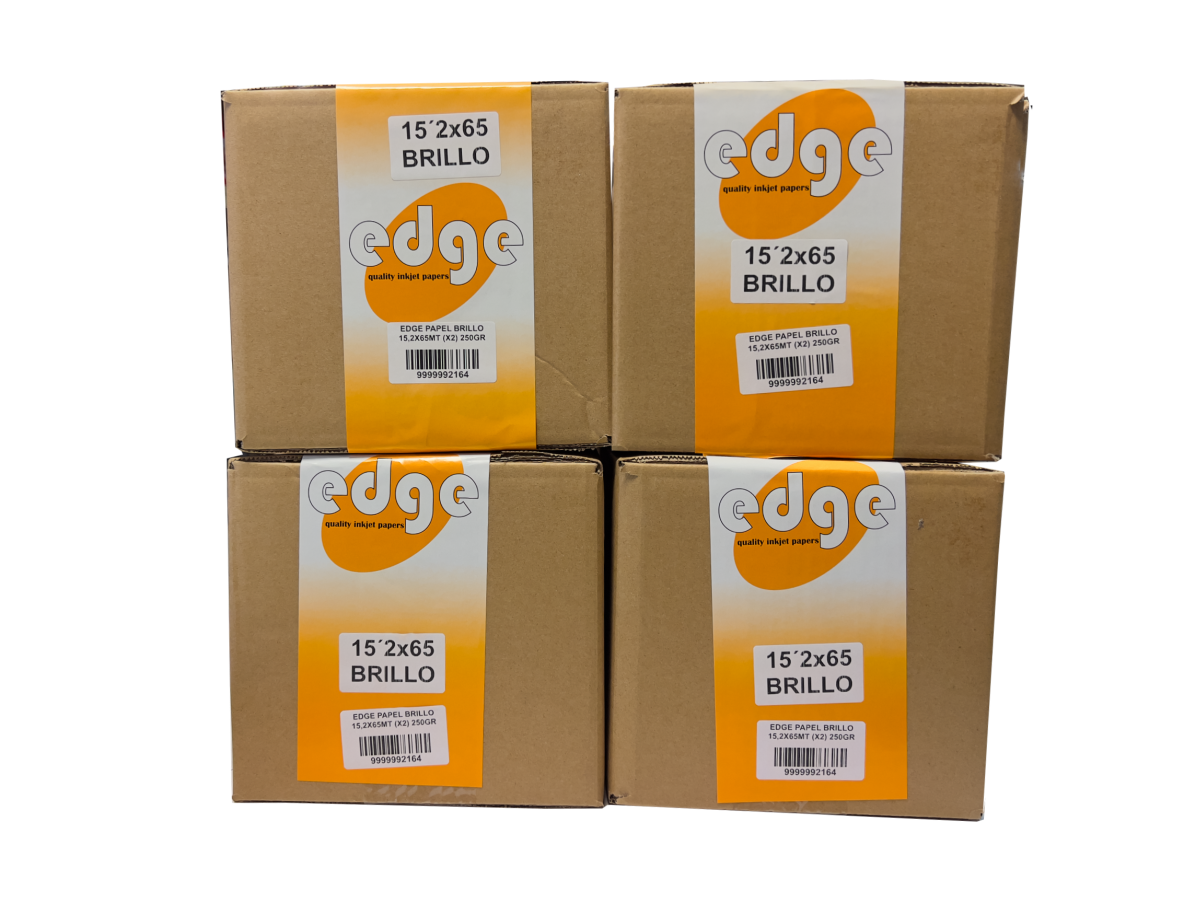 EDGE LOTE 4 CAJAS (8 BOBINAS) PAPEL BRILLO 15.2X65MT 